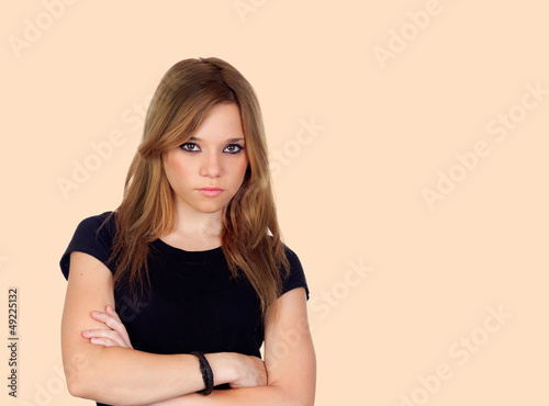 Photo: Attractive angry woman with black shirt Attractive angry woman with black shirt