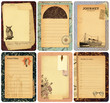 6 vintage journal cards on different topics