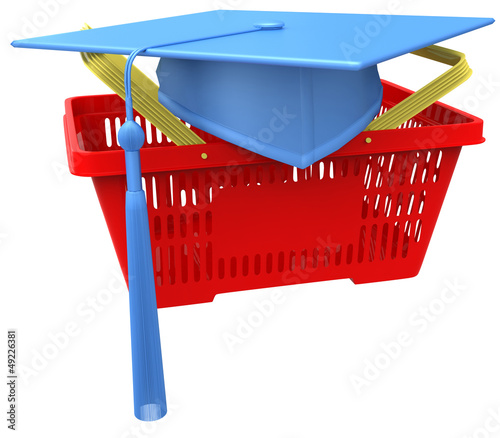 Illustration: Graduation college school shopping basket Graduation college school shopping basket