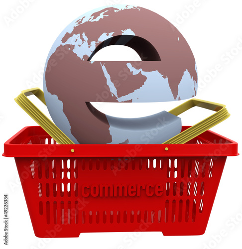 Illustration: ecommerce world in Shopping Basket ecommerce world in Shopping Basket