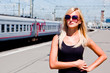 young and beautiful woman on the platform