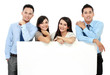 business team with big blank card