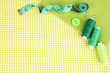 Sewing accessories and fabric close-up