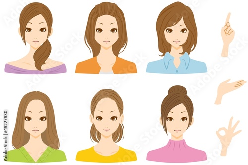 Vector: 女性 複数 微笑む 女性 複数 微笑む