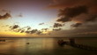 Beautiful sunset on the Caribbean coast of the island of Roatan