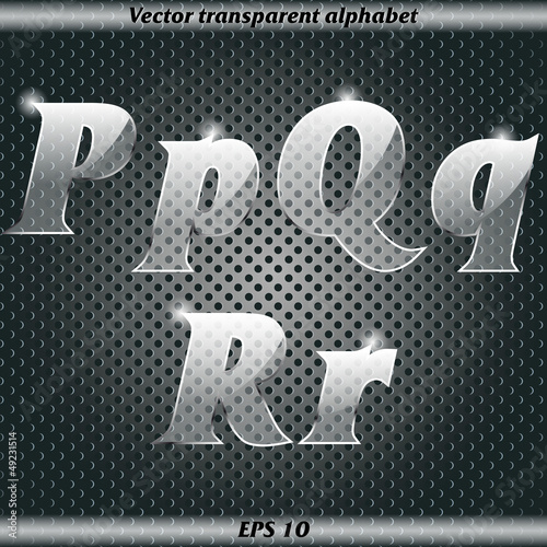 Vector: Transparent alphabet. P, Q, R. Transparent alphabet. P, Q, R.