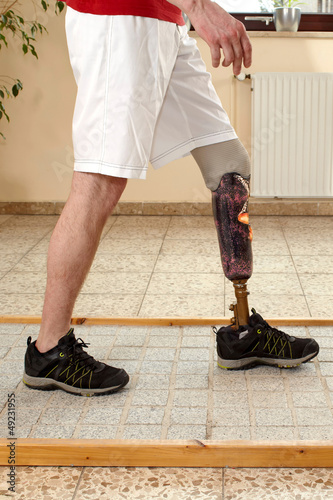 Photo: Prosthesis wearer training on diverse surfaces Prosthesis wearer training on diverse surfaces