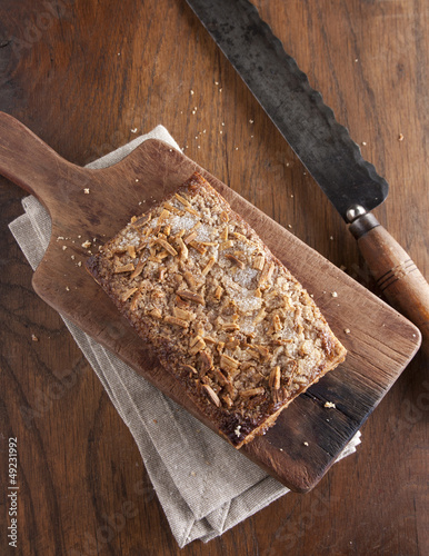Photo: Puff pastry with almonds, sugar and greaves Puff pastry with almonds, sugar and greaves