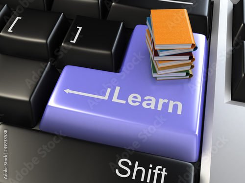 Illustration: 3d learn key - e-learning concept 3d learn key - e-learning concept