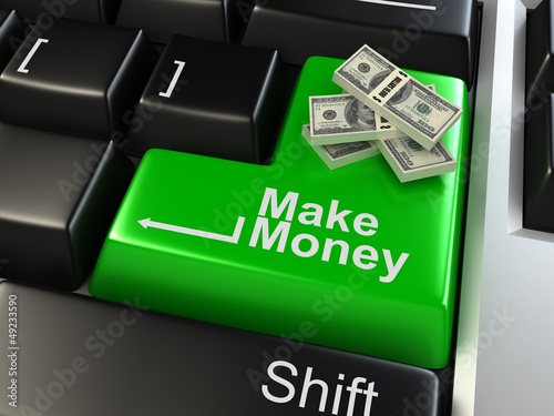Illustration: 3d keyboard enter button with money 3d keyboard enter button with money