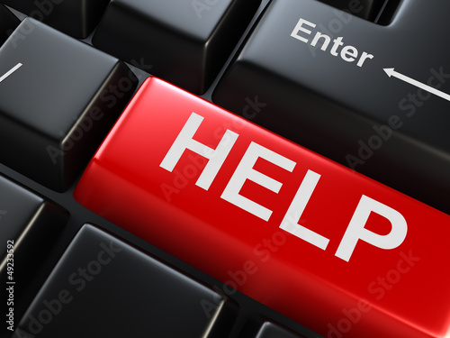 Illustration: Computer keyboard with help key Computer keyboard with help key