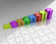 Colored graph from puzzle on white background. 3d