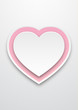 Paper heart with pink on light grey background