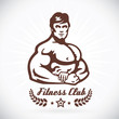 Bodybuilder Fitness Model Illustration, Sign, Symbol