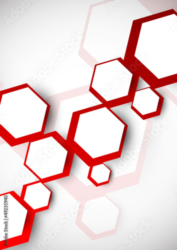 Vector: Background with red hexagons Background with red hexagons