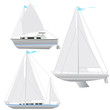 Set sailing boat floating.