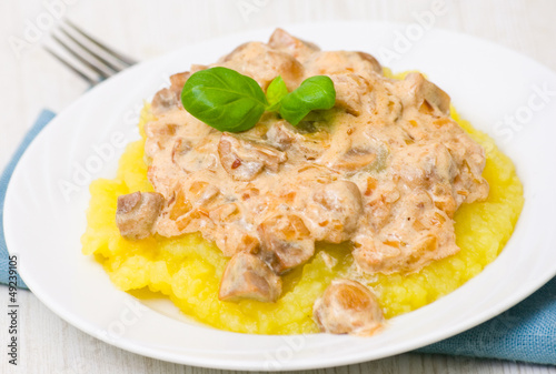 Photo: mushrooms in a cream sauce with mashed potatoes mushrooms in a cream sauce with mashed potatoes
