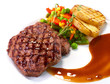 Photo: Rib-eye steak with vegetables Rib-eye steak with vegetables