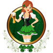 Girl with glass of beer feast of St. Patrick
