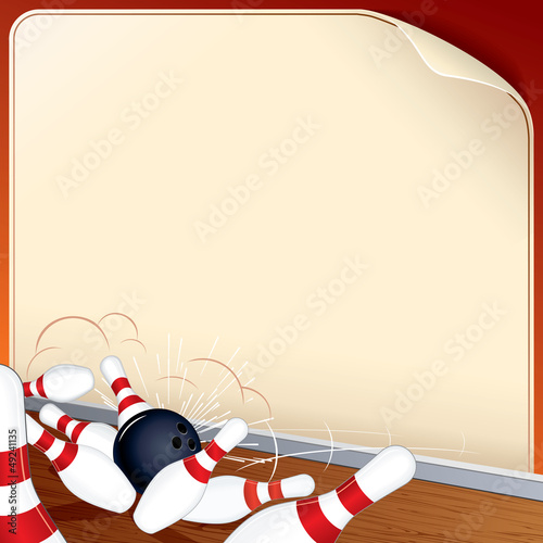 Vector: Bowling Ball Crashing into the Pins. Vector Image Bowling Ball Crashing into the Pins. Vector Image