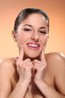 Caucasian woman with natural make-up have fun