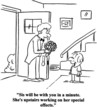 Younger brother greets his sister's date