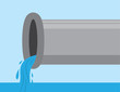 Pipe with clean water pouring into pond