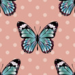 Seamless Background Pattern with Butterfly and Polka Dots