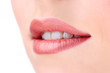Beautiful make up of gloss lips, close up
