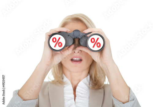 Photo: Women looking for sale through binoculars Women looking for sale through binoculars
