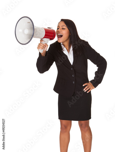 Photo: Businesswoman Shouting On Megaphone Businesswoman Shouting On Megaphone