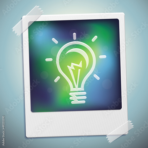 Vector: Vector light bulb icon on polaroid frame Vector light bulb icon on polaroid frame