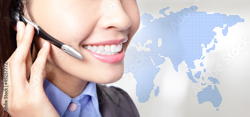 Photo: close up of asian business woman operator close up of asian business woman operator