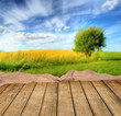 Empty table ready for Your photo montage