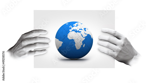 Illustration: hand world hand world