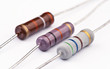 group of new electronic resistors, on white base