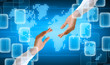 hand holding on technology background