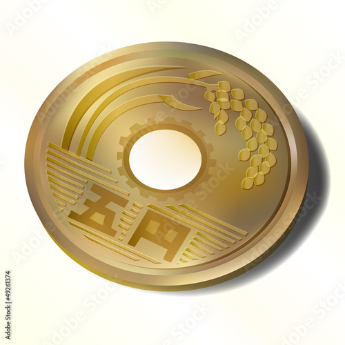 Vector: 五円 硬貨 金 五円 硬貨 金