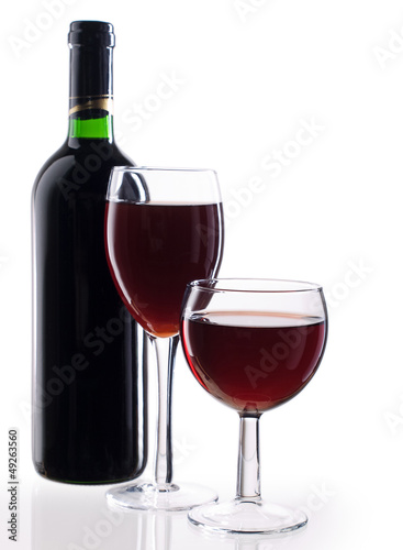 Photo: Red wine on white background Red wine on white background