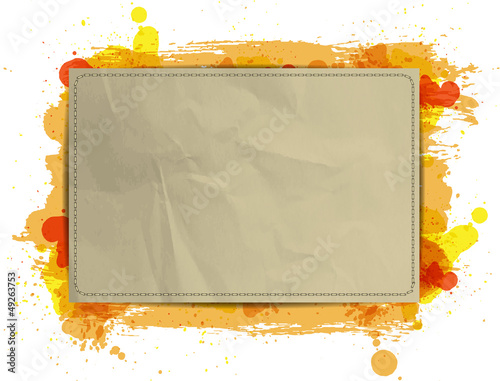 Vector: Vector paper banner with grungy paint watercolor Orange Vector paper banner with grungy paint watercolor Orange