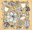 Vector hand drawn illustration with flowers