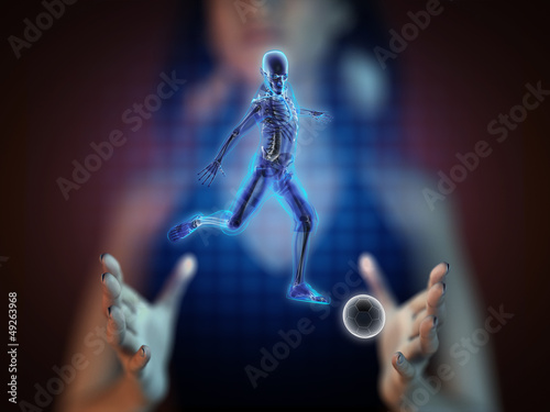 Photo: soccer game player on hologram soccer game player on hologram
