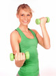 Photo: Junge Frau beim Hanteltraining Junge Frau beim Hanteltraining