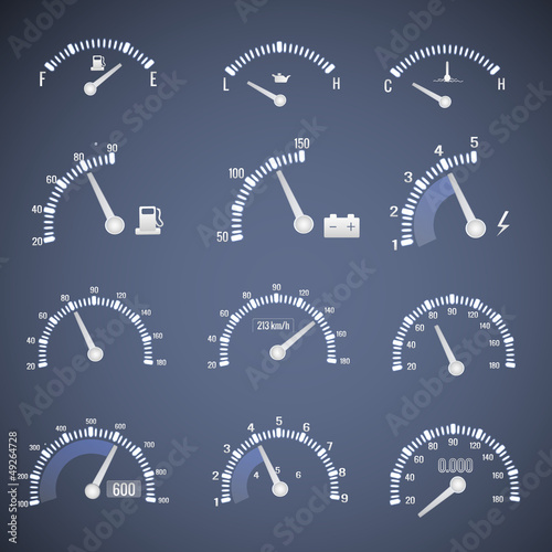 Vector: Speedometer interface icons. Speedometer interface icons.