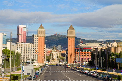 Photo: square of Spain with venetian towers, Barcelona square of Spain with venetian towers, Barcelona