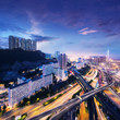Hong Kong Cargo Terminal and highways at sunset