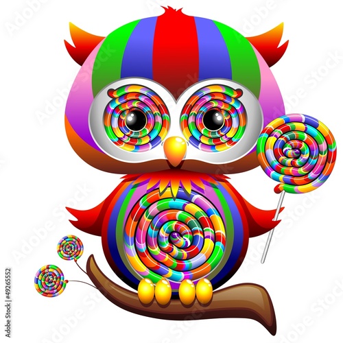 Vector: Owl Psychedelic Rainbow Lollipop-Gufo Lecca Lecca Arcobaleno Owl Psychedelic Rainbow Lollipop-Gufo Lecca Lecca Arcobaleno