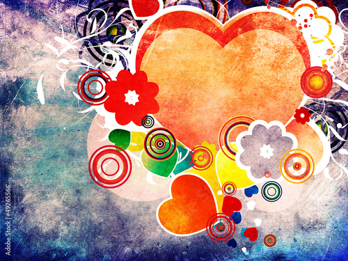 Illustration: Grunge Valentines day card with hearts Grunge Valentines day card with hearts