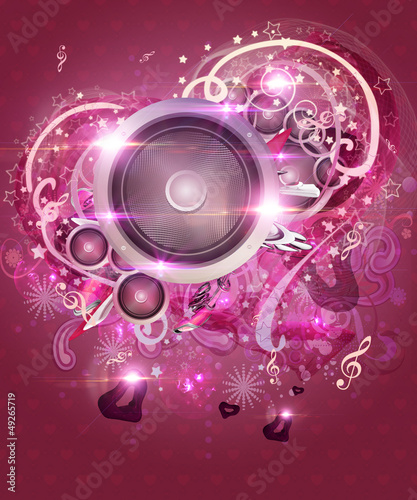 Illustration: Pink valentine music background Pink valentine music background