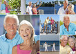 Photo: Happy Retired Senior Couple Montage Romantic Vacation Happy Retired Senior Couple Montage Romantic Vacation